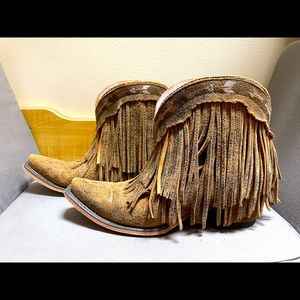 Junk Gypsy Spitfire bootie Fringe Cowboy Boots,size 8